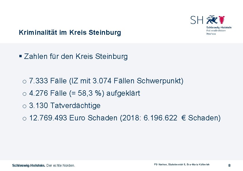 Kriminalität im Kreis Steinburg § Zahlen für den Kreis Steinburg o 7. 333 Fälle