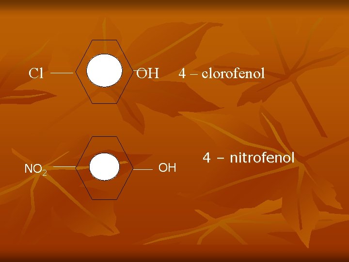 Cl NO 2 OH OH 4 – clorofenol 4 – nitrofenol 