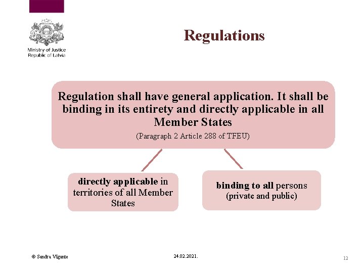 Regulations Regulation shall have general application. It shall be binding in its entirety and