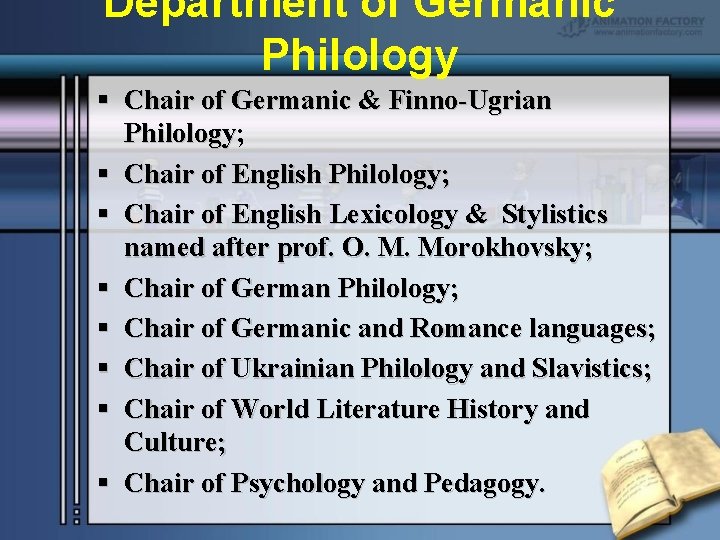 Department of Germanic Philology § Chair of Germanic & Finno-Ugrian Philology; Philology § Chair