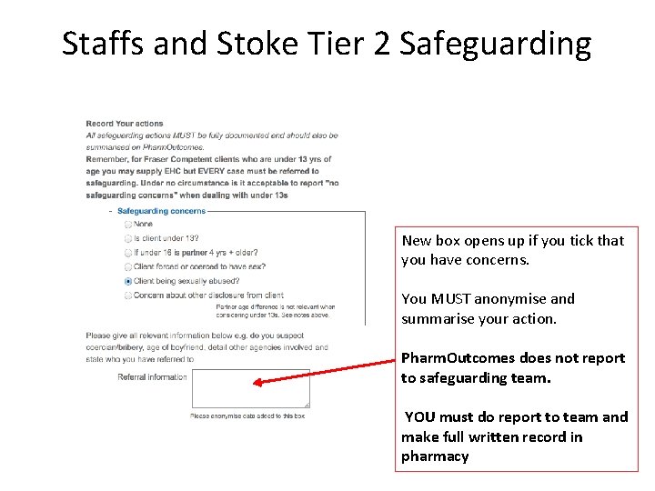 Staffs and Stoke Tier 2 Safeguarding New box opens up if you tick that