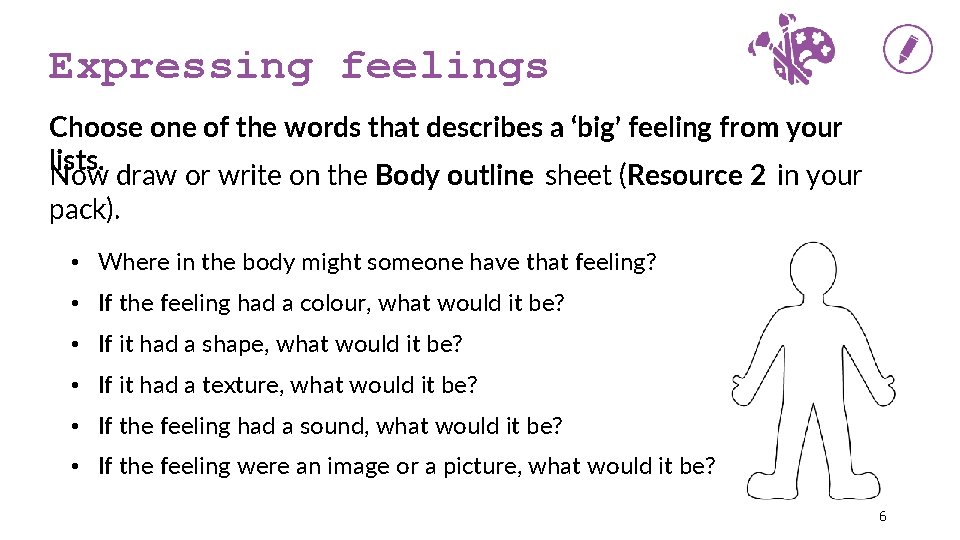 Expressing feelings Choose one of the words that describes a ‘big’ feeling from your