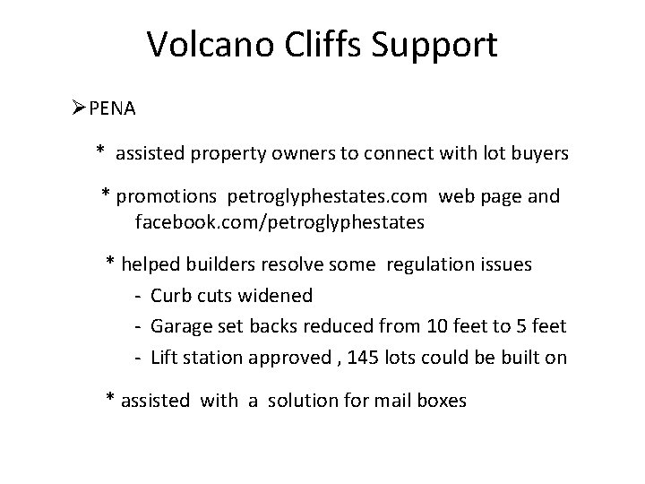 Volcano Cliffs Support ØPENA * assisted property owners to connect with lot buyers *