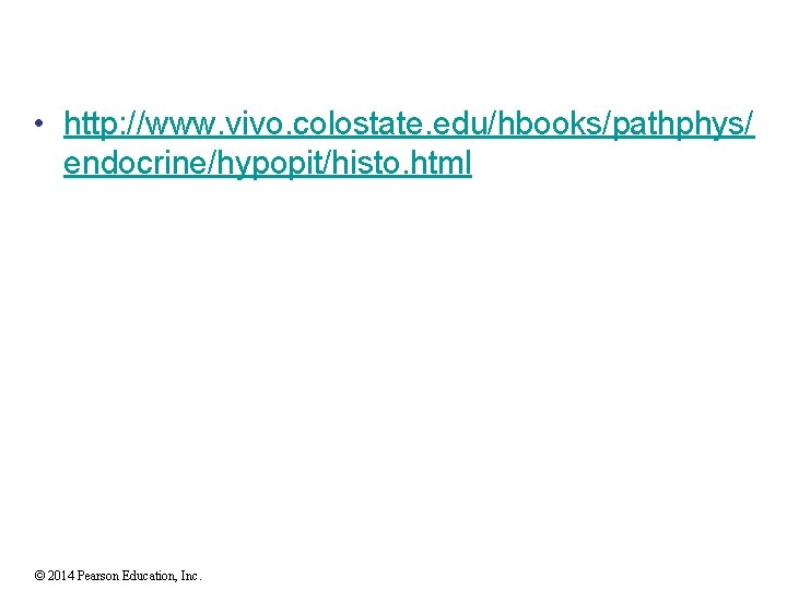  • http: //www. vivo. colostate. edu/hbooks/pathphys/ endocrine/hypopit/histo. html © 2014 Pearson Education, Inc.