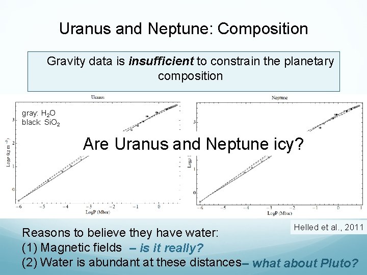 Uranus and Neptune: Composition Gravity data is insufficient to constrain the planetary composition gray:
