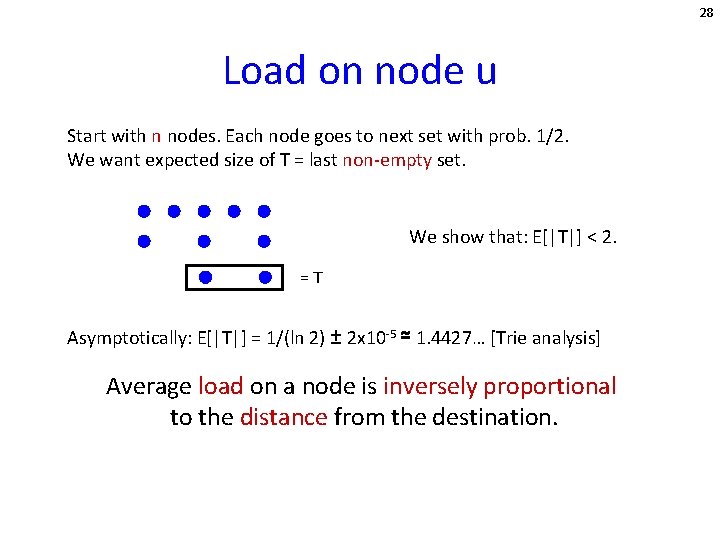 28 Load on node u Start with n nodes. Each node goes to next