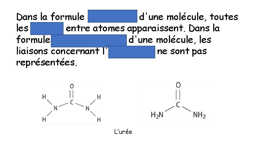 Dans la formule développée d'une molécule, toutes liaisons entre atomes apparaissent. Dans la formule