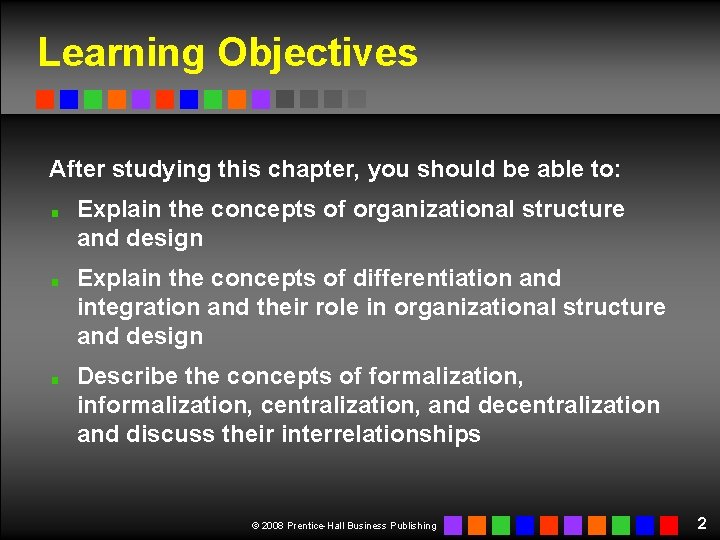 Learning Objectives After studying this chapter, you should be able to: Explain the concepts Learning Objectives After studying this chapter, you should be able to: Explain the concepts