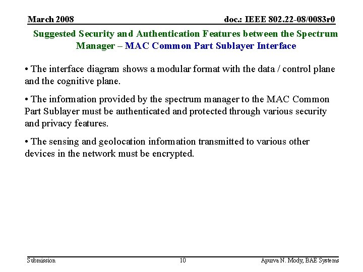March 2008 doc. : IEEE 802. 22 -08/0083 r 0 Suggested Security and Authentication