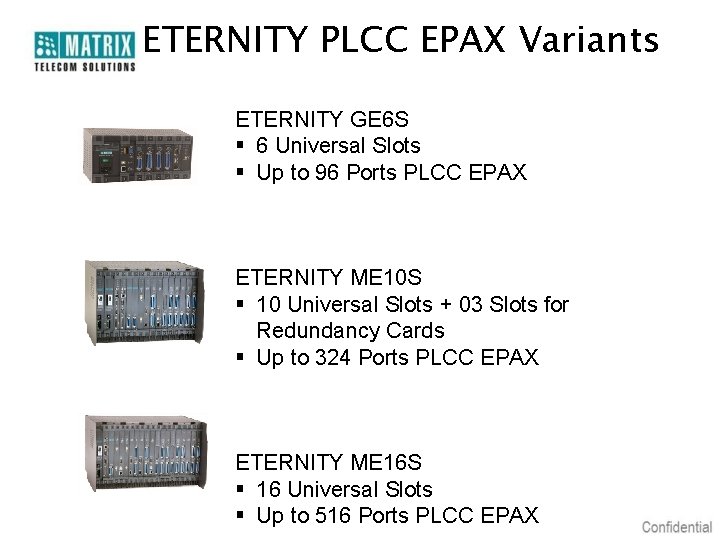 ETERNITY PLCC EPAX Variants ETERNITY GE 6 S § 6 Universal Slots § Up