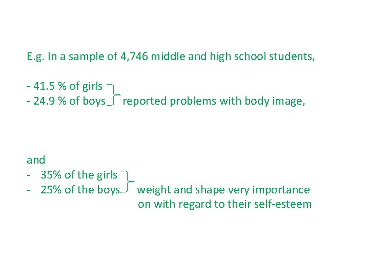 E. g. In a sample of 4, 746 middle and high school students, - E. g. In a sample of 4, 746 middle and high school students, -