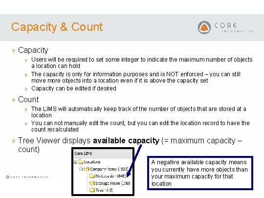 Capacity & Count » Capacity » Users will be required to set some integer Capacity & Count » Capacity » Users will be required to set some integer