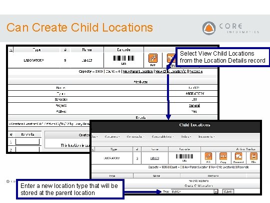 Can Create Child Locations Select View Child Locations from the Location Details record Enter Can Create Child Locations Select View Child Locations from the Location Details record Enter
