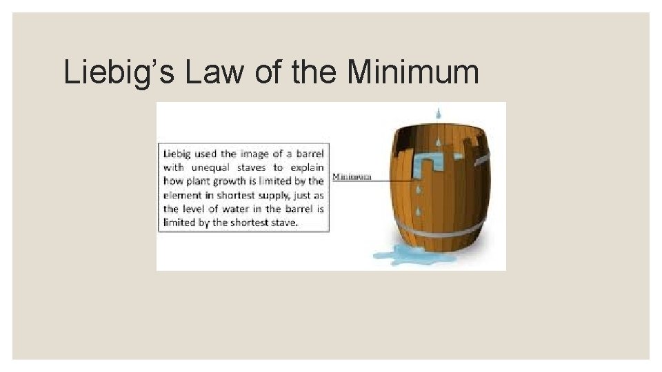 Liebig’s Law of the Minimum 