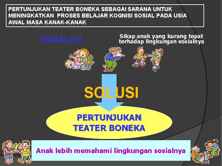 PERTUNJUKAN TEATER BONEKA SEBAGAI SARANA UNTUK MENINGKATKAN PROSES BELAJAR KOGNISI SOSIAL PADA USIA AWAL