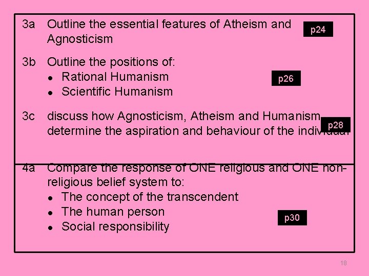 3 a Outline the essential features of Atheism and Agnosticism 3 b Outline the