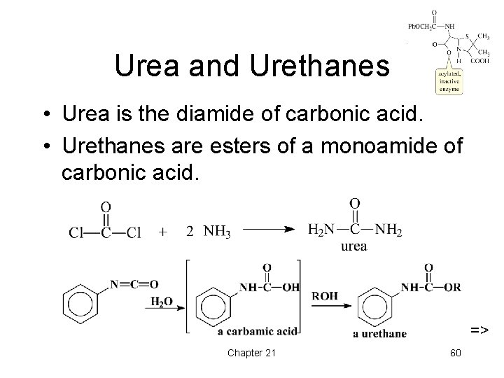 Urea and Urethanes • Urea is the diamide of carbonic acid. • Urethanes are