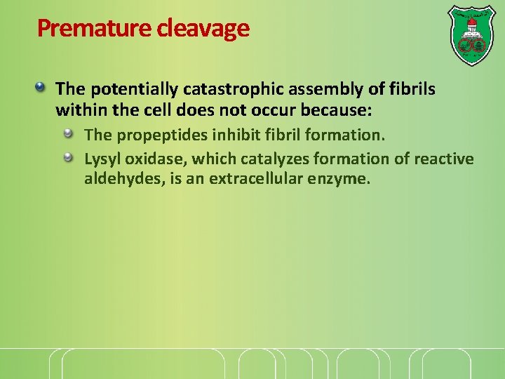 Premature cleavage The potentially catastrophic assembly of fibrils within the cell does not occur