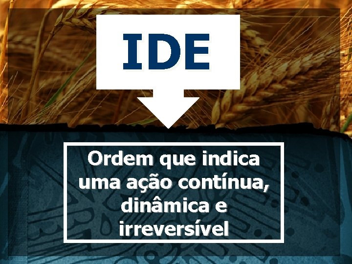 IDE Ordem que indica uma ação contínua, dinâmica e irreversível 