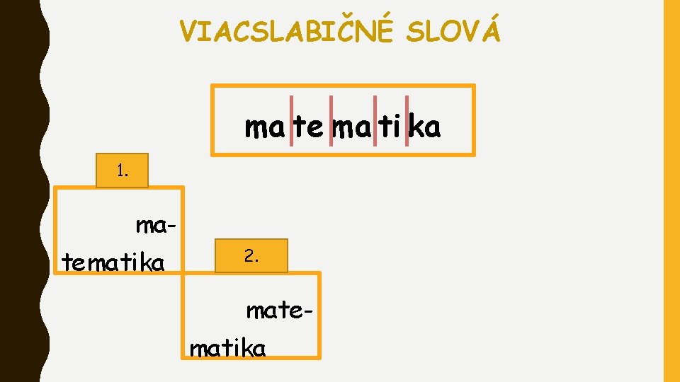 VIACSLABIČNÉ SLOVÁ ma te ma ti ka 1. matematika 2. matematika 