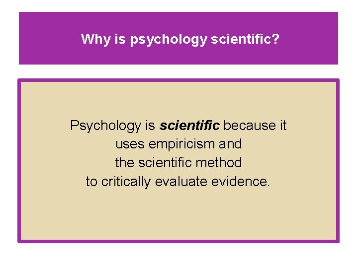 Why is psychology scientific? Psychology is scientific because it uses empiricism and the scientific