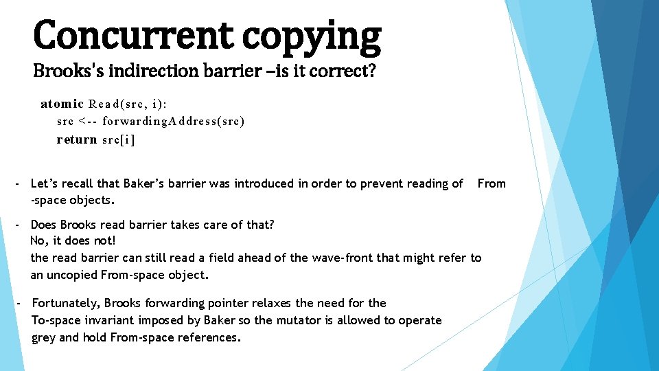 Concurrent copying Brooks's indirection barrier –is it correct? atomic R e a d (