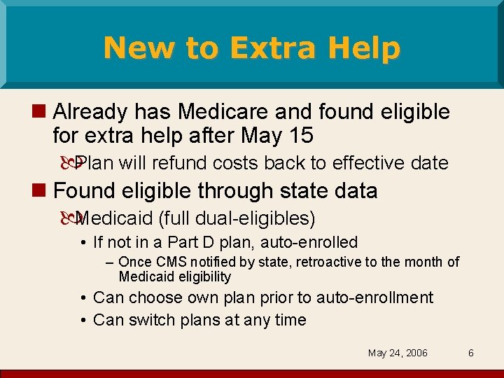 New to Extra Help n Already has Medicare and found eligible for extra help