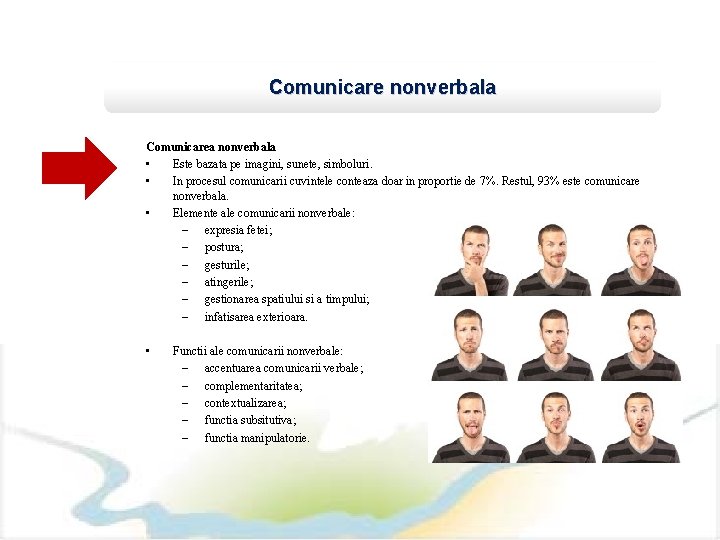 Comunicare nonverbala Comunicarea nonverbala • Este bazata pe imagini, sunete, simboluri. • In procesul