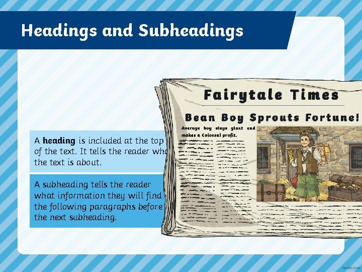 Headings and Subheadings A heading is included at the top of the text. It