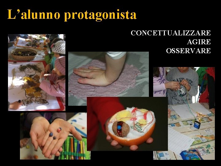  L’alunno protagonista CONCETTUALIZZARE AGIRE OSSERVARE 