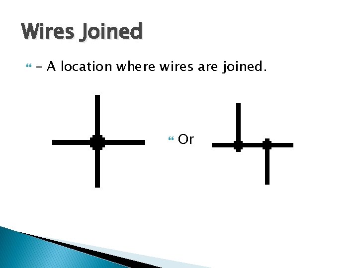 Wires Joined – A location where wires are joined. Or 