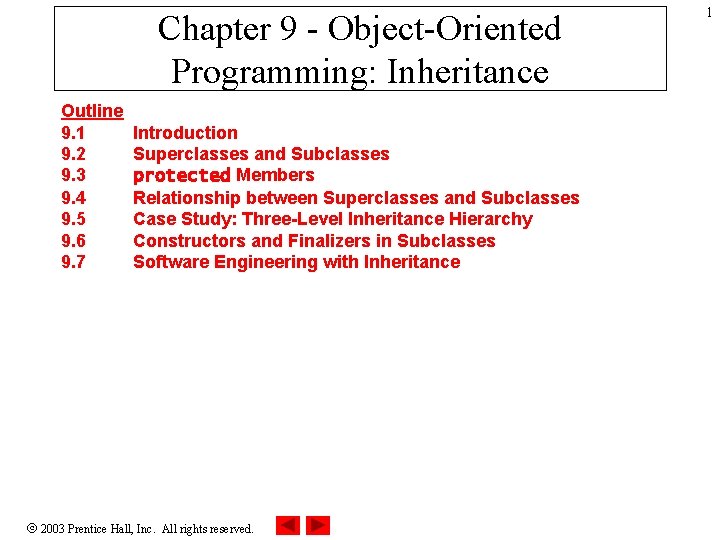 Chapter 9 - Object-Oriented Programming: Inheritance Outline 9. 1 9. 2 9. 3 9.
