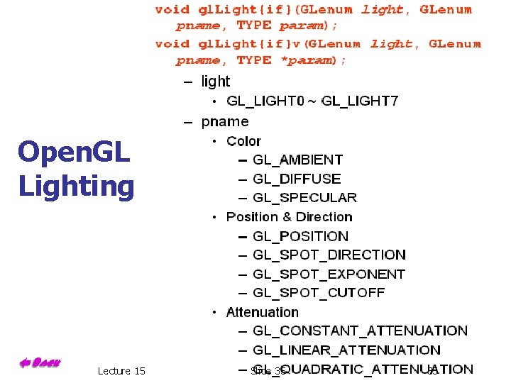 Open. GL Lighting Lecture 15 Slide 35 35 