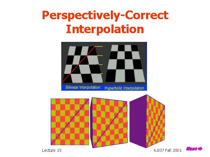 Perspectively-Correct Interpolation Lecture 15 6. 837 Fall 2001 