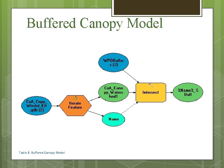 Buffered Canopy Model Table 3. Buffered Canopy Model 