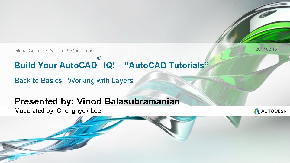 2017. 02. 16 Global Customer Support & Operations ® Build Your Auto. CAD IQ!
