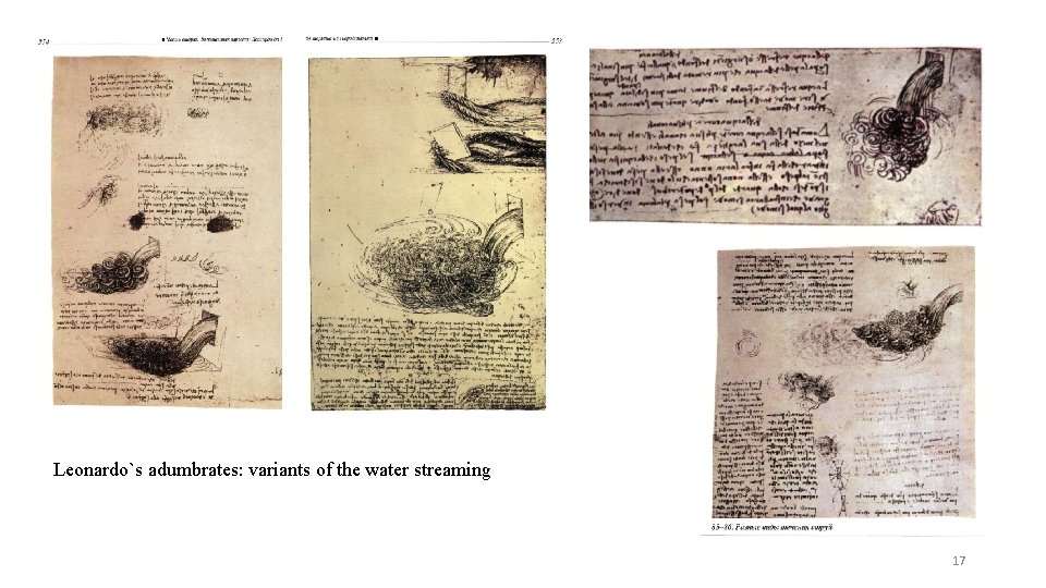 Leonardo`s adumbrates: variants of the water streaming 17 