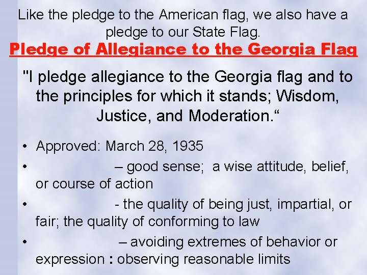 Like the pledge to the American flag, we also have a pledge to our