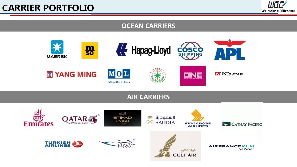 CARRIER PORTFOLIO We make a Difference OCEAN CARRIERS AIR CARRIERS 17 