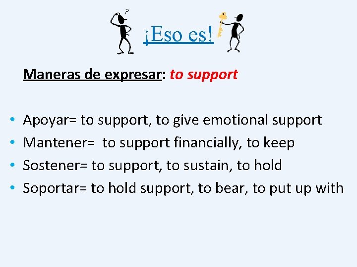 ¡Eso es! Maneras de expresar: to support • • Apoyar= to support, to give