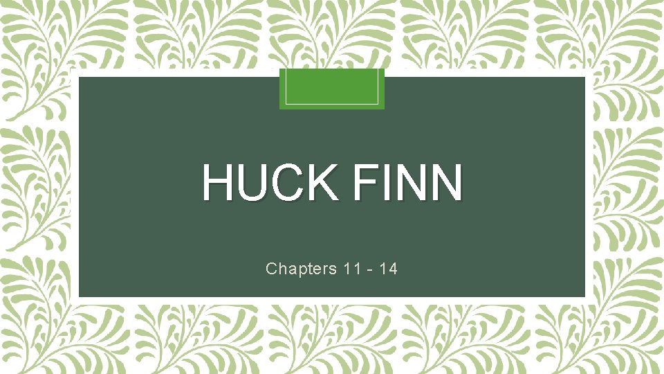 HUCK FINN Chapters 11 - 14 