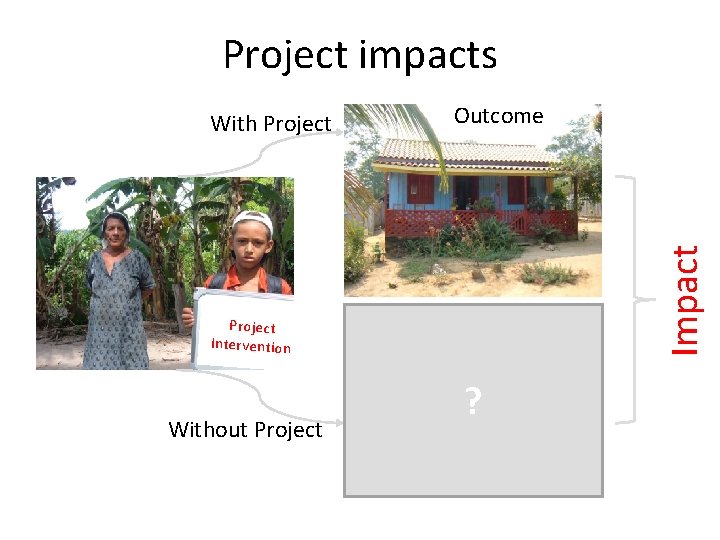 Project impacts Outcome Impact With Project Intervention Without Project ? 