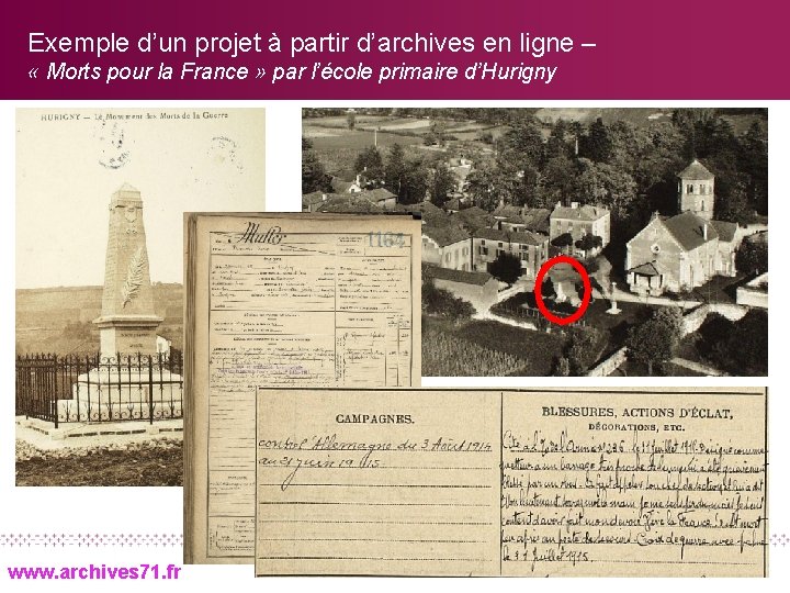 Exemple d’un projet à partir d’archives en ligne – « Morts pour la France