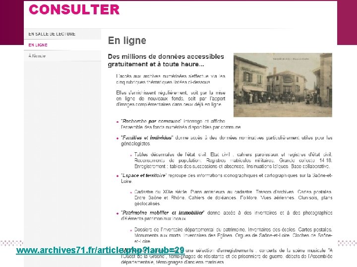 www. archives 71. fr/article. php? larub=29 