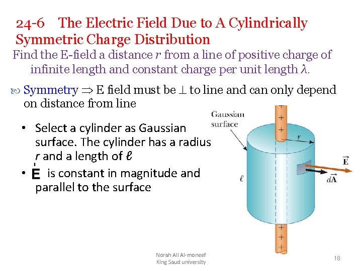 24 -6 The Electric Field Due to A Cylindrically Symmetric Charge Distribution Find the