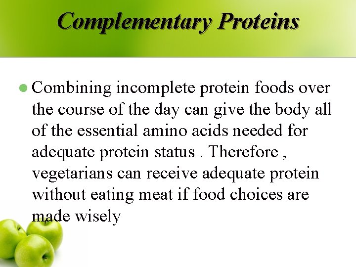 Complementary Proteins l Combining incomplete protein foods over the course of the day can