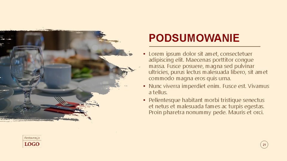 PODSUMOWANIE • Lorem ipsum dolor sit amet, consectetuer adipiscing elit. Maecenas porttitor congue massa.