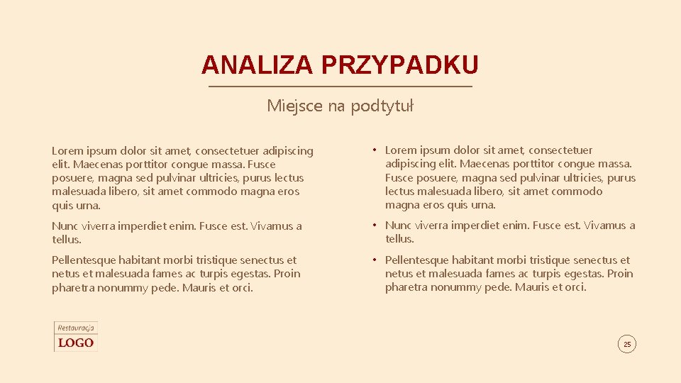 ANALIZA PRZYPADKU Miejsce na podtytuł Lorem ipsum dolor sit amet, consectetuer adipiscing elit. Maecenas