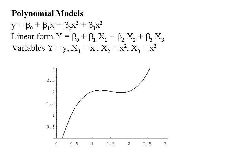 Polynomial Models y = b 0 + b 1 x + b 2 x