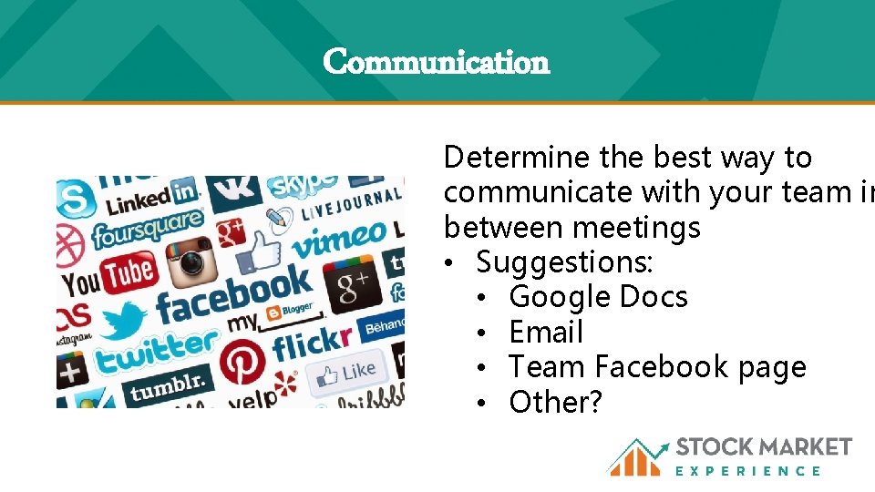 Communication Determine the best way to communicate with your team in between meetings •